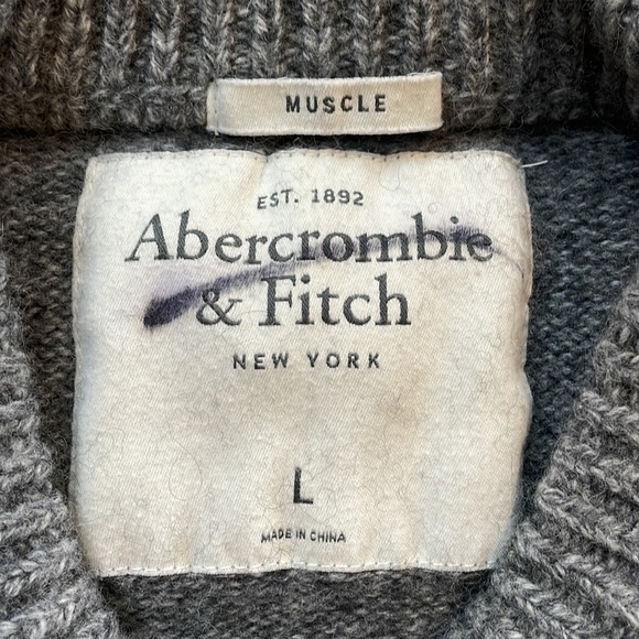 Abercrombie and Fitch Mens wool sweater size large grey - Picture 4 of 4